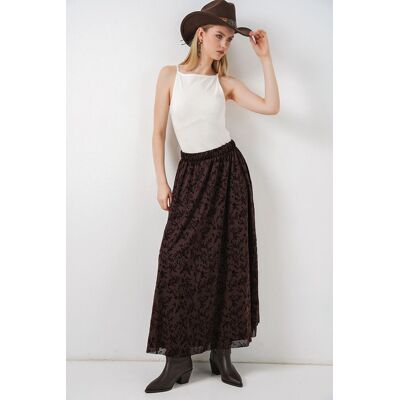 Big Dart Blumenkleid Hohe Taille Maxi-Rock Mokka M Big Dart Blumenkleid Hohe Taille Maxi-Rock Mokka M