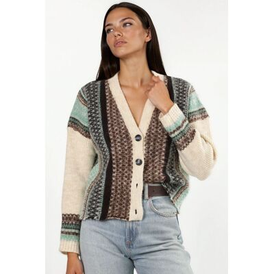Hiccup Oversized Soft-Touch Muster V-Ausschnitt Strickcardigan Braun M Hiccup Oversized Soft-Touch Muster V-Ausschnitt Strickcardigan Braun M