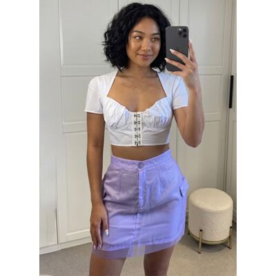 Gini London Weißes, geripptes, ärmelloses Sommertop Weiß EU 36 / UK 8 Gini London Weißes, geripptes, ärmelloses Sommertop Weiß EU 36 / UK 8
