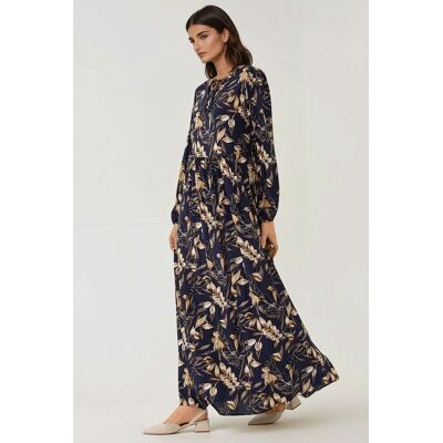 Hiccup Floral Print Langarm Viskose Maxikleid Marine M Hiccup Floral Print Langarm Viskose Maxikleid Marine M