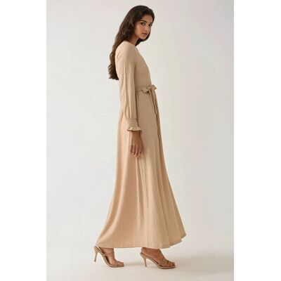 Hiccup Strukturiertes Maxikleid mit Rundhalsausschnitt Creme S Hiccup Strukturiertes Maxikleid mit Rundhalsausschnitt Creme S