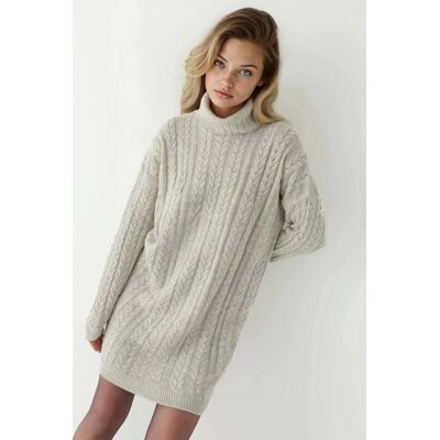 Hiccup Strickkleid mit Kabelmuster Natürlich M Hiccup Strickkleid mit Kabelmuster Natürlich M