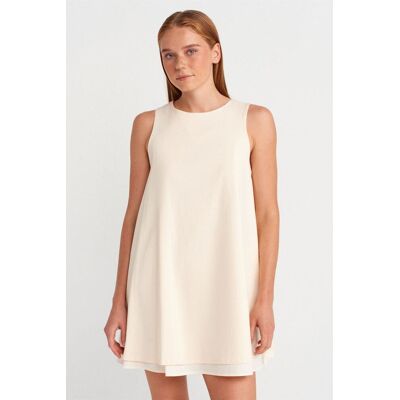 Dilvin Baumwoll-Popeline Ärmelloses Mini Shift-Kleid Creme M Dilvin Baumwoll-Popeline Ärmelloses Mini Shift-Kleid Creme M