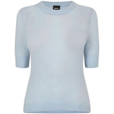 Boss - T-Shirt für Damen, Mohair, Schmal, kurzärmlig (Pastellblau) Blau EU 42 / UK 14 Boss - T-Shirt für Damen, Mohair, Schmal, kurzärmlig (Pastellblau) Blau EU 42 / UK 14