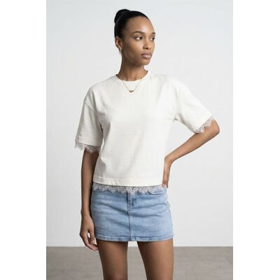 Dilvin Damen Baumwoll-Elasthan Rundhals T-Shirt Creme M Dilvin Damen Baumwoll-Elasthan Rundhals T-Shirt Creme M