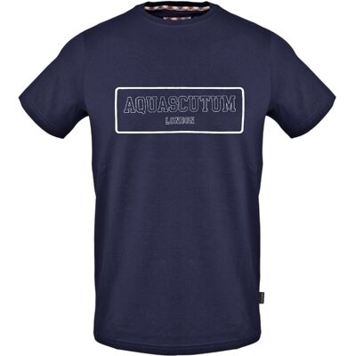 Aquascutum - T-Shirt für Herren/Damen Unisex, Rundhalsausschnitt (Marine) Marine 2XL Aquascutum - T-Shirt für Herren/Damen Unisex, Rundhalsausschnitt (Marine) Marine 2XL