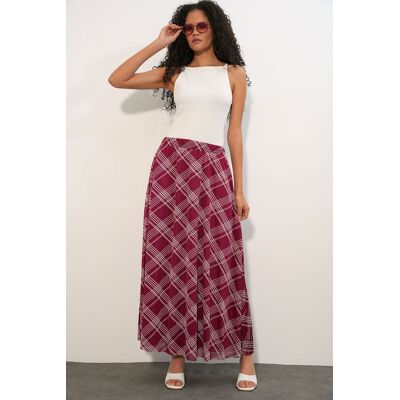 Big Dart Blumenkleid Hohe Taille Maxi-Rock Burgund M Big Dart Blumenkleid Hohe Taille Maxi-Rock Burgund M