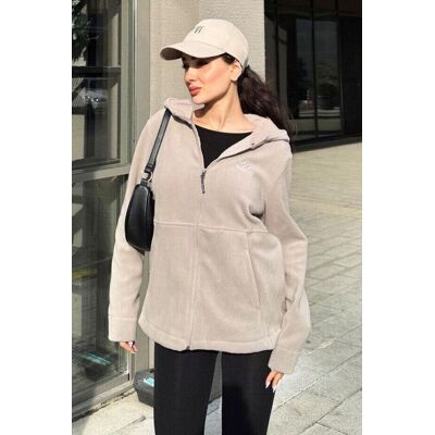 Tommy Life Damen Kapuzenzip Sweatshirt Stein M Tommy Life Damen Kapuzenzip Sweatshirt Stein M