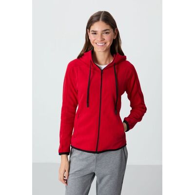 Tommy Life Damen Fleece Kapuzen-Sweatshirt mit Reißverschluss Rot M Tommy Life Damen Fleece Kapuzen-Sweatshirt mit Reißverschluss Rot M