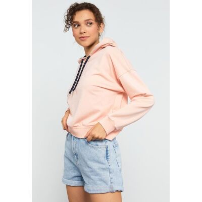 Tommy Life Lässiges Kapuzensweatshirt mit Bindegürtel Erröten XL Tommy Life Lässiges Kapuzensweatshirt mit Bindegürtel Erröten XL