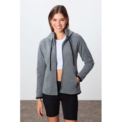 Tommy Life Damen Plüsch Zip-up Kapuzenpullover Grau XL Tommy Life Damen Plüsch Zip-up Kapuzenpullover Grau XL