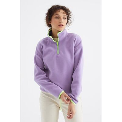 Tommy Life Übergroßer Plüsch-Half-Zip-Pullover Lila M Tommy Life Übergroßer Plüsch-Half-Zip-Pullover Lila M