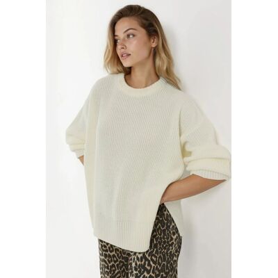 Hiccup Strukturierter Rundhalsausschnitt Strickpullover Elfenbein M Hiccup Strukturierter Rundhalsausschnitt Strickpullover Elfenbein M