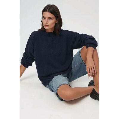 Hiccup Rundhals Gemütlicher Pullover Blau M Hiccup Rundhals Gemütlicher Pullover Blau M