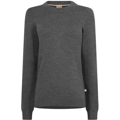 Boss - "Fegano" T-Shirt für Damen, Feinstrick, Langärmlig (Mittelgrau) Grau EU 36 / UK 8 Boss - "Fegano" T-Shirt für Damen, Feinstrick, Langärmlig (Mittelgrau) Grau EU 36 / UK 8