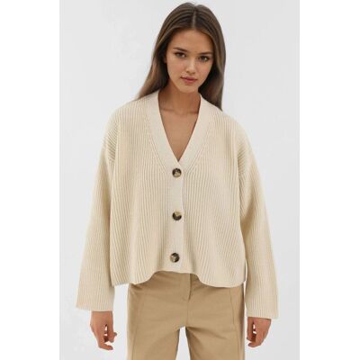 Hiccup V-Ausschnitt Geknöpfter Oversized Cardigan Creme S Hiccup V-Ausschnitt Geknöpfter Oversized Cardigan Creme S