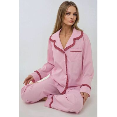 Hiccup Kariertes Baumwoll-Pyjama-Set mit Hemdkragen Rosa M Hiccup Kariertes Baumwoll-Pyjama-Set mit Hemdkragen Rosa M