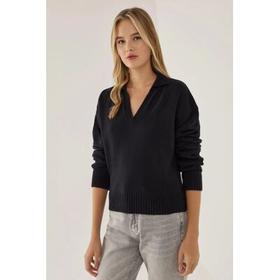 Hiccup Polo-Kragen Strickpullover Marine S Hiccup Polo-Kragen Strickpullover Marine S