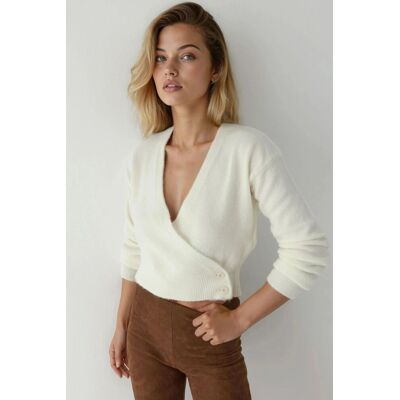 Hiccup V-Ausschnitt Knöpfe Wickel-Pullover Natürlich M Hiccup V-Ausschnitt Knöpfe Wickel-Pullover Natürlich M