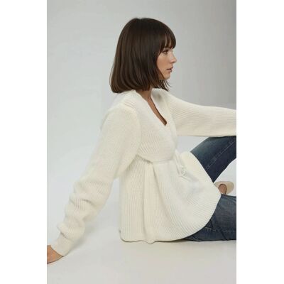 Hiccup Geschnittener V-Ausschnitt-Pullover mit gebundenem Detail Natürlich S Hiccup Geschnittener V-Ausschnitt-Pullover mit gebundenem Detail Natürlich S