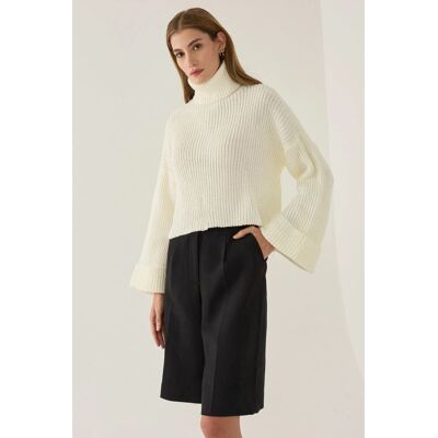 Hiccup Oversized Hoher Kragen Pullover Cremefarben M Hiccup Oversized Hoher Kragen Pullover Cremefarben M