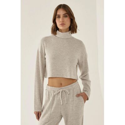 Hiccup Strukturierter Turtleneck-Crop-Pullover Natürlich M Hiccup Strukturierter Turtleneck-Crop-Pullover Natürlich M