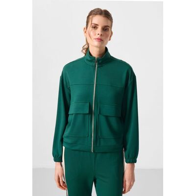 Tommy Life Übergroßer Cropped Stricktop mit Reißverschluss am Hals Grün M Tommy Life Übergroßer Cropped Stricktop mit Reißverschluss am Hals Grün M