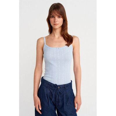 Dilvin Slim Fit Rippstrick-Baumwoll-Cami-Top Hellblau L Dilvin Slim Fit Rippstrick-Baumwoll-Cami-Top Hellblau L