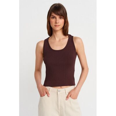 Dilvin Rippenshirt ohne Ärmel im Slim-Fit-Stil Braun Einheitsgröße Dilvin Rippenshirt ohne Ärmel im Slim-Fit-Stil Braun Einheitsgröße