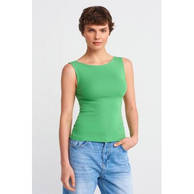 Dilvin Ärmellose Slim-Fit Boot Hals-Bluse Grün S Dilvin Ärmellose Slim-Fit Boot Hals-Bluse Grün S