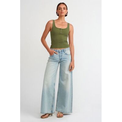 Dilvin Ärmellose Slim-Fit-Jersey-Bluse Khaki S Dilvin Ärmellose Slim-Fit-Jersey-Bluse Khaki S