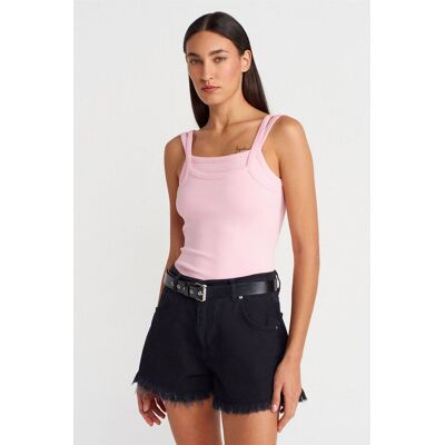 Dilvin Rippenshirt ohne Ärmel mit quadratischem Ausschnitt Hell-Pink M Dilvin Rippenshirt ohne Ärmel mit quadratischem Ausschnitt Hell-Pink M
