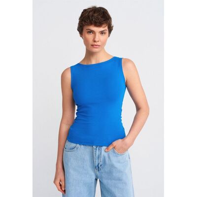 Dilvin Ärmellose Slim-Fit Boot-Ausschnitt-Bluse Blau S Dilvin Ärmellose Slim-Fit Boot-Ausschnitt-Bluse Blau S