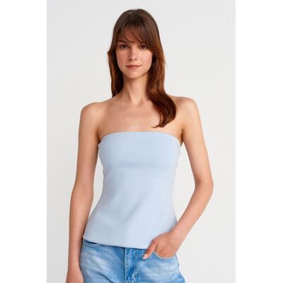 Dilvin Trägerlose Slim-Fit Bandeau-Bluse Hellblau L Dilvin Trägerlose Slim-Fit Bandeau-Bluse Hellblau L
