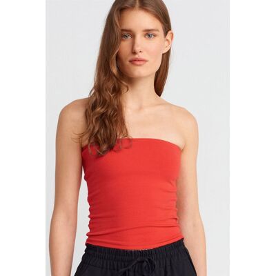 Dilvin Trägerlose Bodycon Bandeau-Bluse Rot S Dilvin Trägerlose Bodycon Bandeau-Bluse Rot S