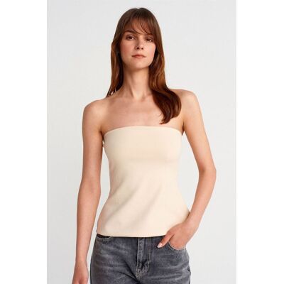 Dilvin Trägerlose Slim-Fit Bandeau-Bluse Creme M Dilvin Trägerlose Slim-Fit Bandeau-Bluse Creme M