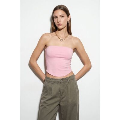 Dilvin Damen Bügelose Crop Bandeau-Top Erröten L Dilvin Damen Bügelose Crop Bandeau-Top Erröten L