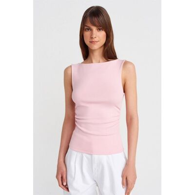 Dilvin Ärmellose Bootsausschnitt-Jersey-Bluse Erröten M Dilvin Ärmellose Bootsausschnitt-Jersey-Bluse Erröten M
