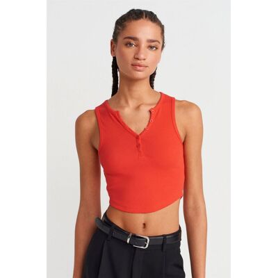 Dilvin Damen Rippstruktur Cropped Bluse mit Knöpfen Dunkelrot L Dilvin Damen Rippstruktur Cropped Bluse mit Knöpfen Dunkelrot L