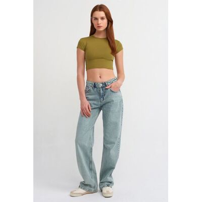 Dilvin Jeans aus Baumwoll-Denim mit geradem Bein und mittlerer Taille Hellblau M Dilvin Jeans aus Baumwoll-Denim mit geradem Bein und mittlerer Taille Hellblau M