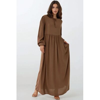 Hiccup Maxikleid mit A-Linie und Rundhalsausschnitt Braun M Hiccup Maxikleid mit A-Linie und Rundhalsausschnitt Braun M