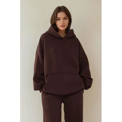 Hiccup Lockerer Oversized-Pullover mit Kapuze und Kängurutasche Braun S Hiccup Lockerer Oversized-Pullover mit Kapuze und Kängurutasche Braun S
