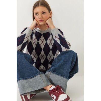 Bianco Lucci Baklava-Muster Crew-Neck Strickpullover Mehrfarben S/M Bianco Lucci Baklava-Muster Crew-Neck Strickpullover Mehrfarben S/M