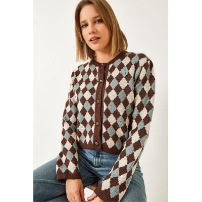 Bianco Lucci Gerippter Crop-Cardigan mit Knopfverschluss Mehrfarben S/M Bianco Lucci Gerippter Crop-Cardigan mit Knopfverschluss Mehrfarben S/M