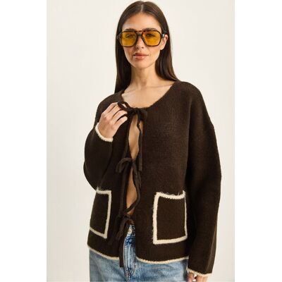 Bianco Lucci Oversized Strickcardigan mit Bindegurt Mokka Einheitsgröße Bianco Lucci Oversized Strickcardigan mit Bindegurt Mokka Einheitsgröße