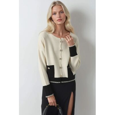 MyFashion Pocket Detaillierter Strickcardigan mit Knopfverschluss Creme Einheitsgröße MyFashion Pocket Detaillierter Strickcardigan mit Knopfverschluss Creme Einheitsgröße