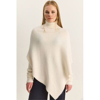 Bianco Lucci Oversized Rollkragen-Rippstrickpullover Creme Einheitsgröße Bianco Lucci Oversized Rollkragen-Rippstrickpullover Creme Einheitsgröße