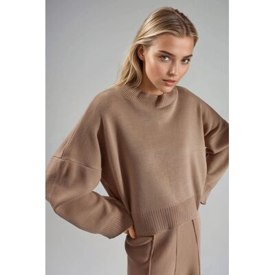 MyFashion Lässig geschnittenes Strickpullover Kamel Einheitsgröße MyFashion Lässig geschnittenes Strickpullover Kamel Einheitsgröße