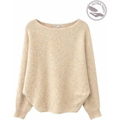 Mixray Oversized Bootneck Rippstrickpullover Beige Einheitsgröße Mixray Oversized Bootneck Rippstrickpullover Beige Einheitsgröße