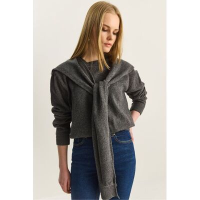 Bianco Lucci Reguläre Passform Rundhalsausschnitt Rippensweater Holzkohle Einheitsgröße Bianco Lucci Reguläre Passform Rundhalsausschnitt Rippensweater Holzkohle Einheitsgröße